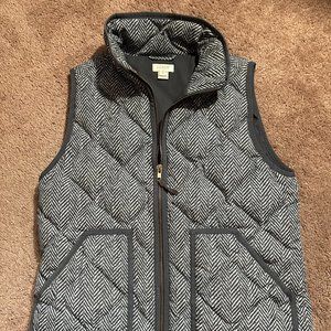 J.Crew Gray Puffer Patterned Vest